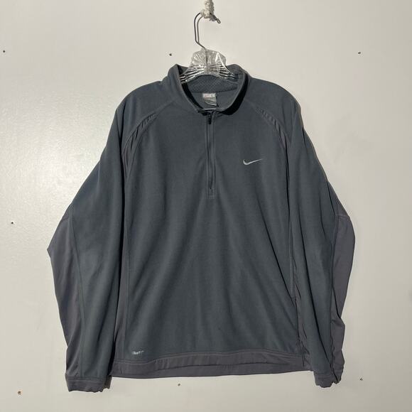 VINTAGE 90s NIKE THERMA FIT GRAY FLEECE 1/4 ZIP PULLOVER SWEATSHIRT MENS  L - Picture 1 of 8